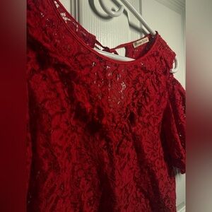 Elegant Red Lace Women's Top: Zara
